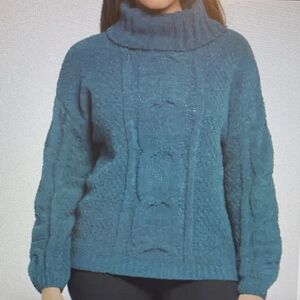 Cozy Teal Turtleneck Chenille Sweater XXl